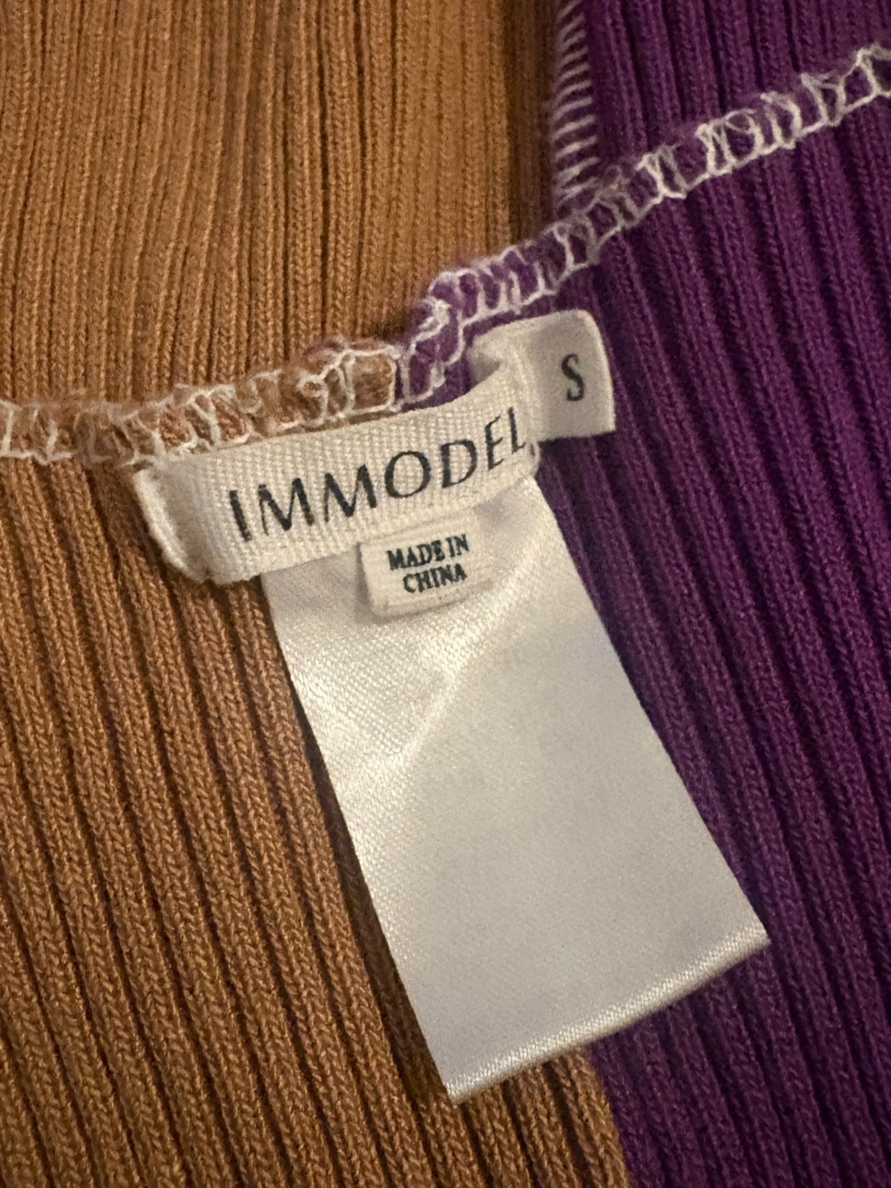 Colorblock Ribbed Tank Top - Purple, Camel & Green - Picture 4 of 4